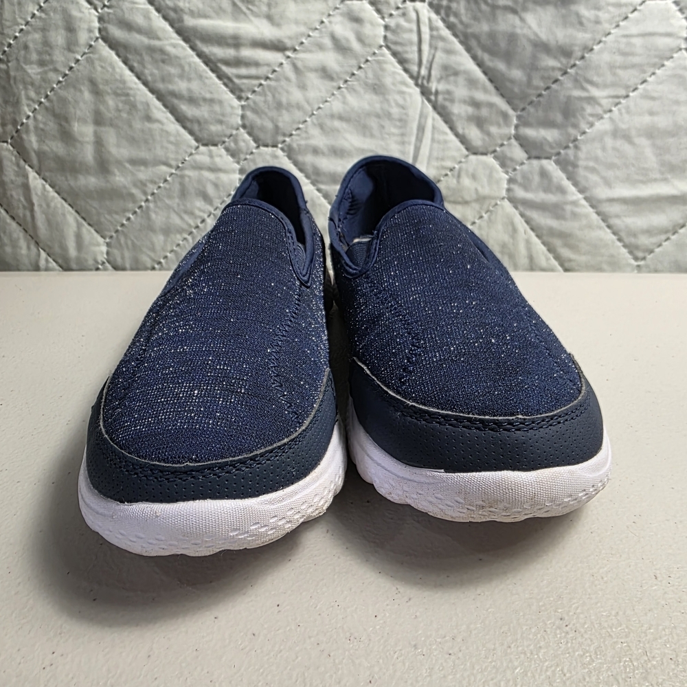 Ladies Navy Slip-On Sneakers with White Soles - Picture 9 of 9